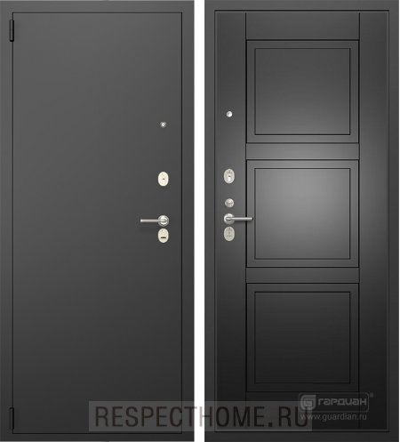 Входная дверь Гардиан ДС2 Чёрный муар, крашенная МДФ 6 мм Прайм К 05.24 чёрная