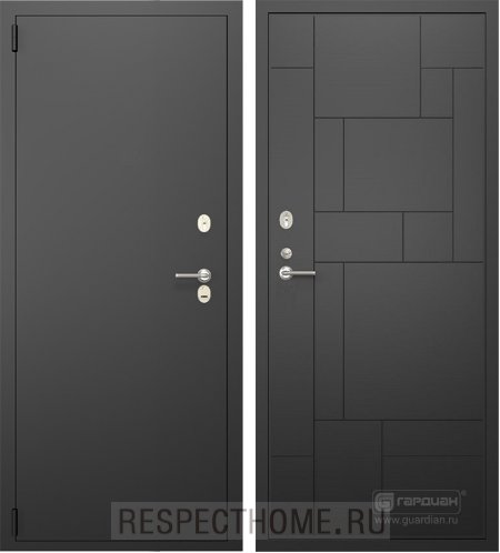 Входная дверь Гардиан ДС10 Чёрный муар, МДФ 6 мм Геометрия Л 08.22 плёнка Графит нубук