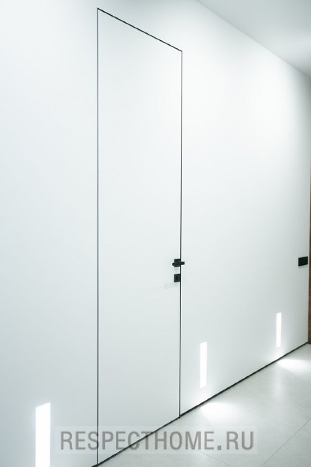 Скрытая дверь Queen 57 полотно грунт, левое, анодированный алюминий, кант 4 мм