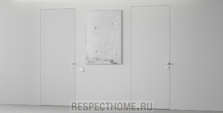 Распашная дверь "SECRET(45)", грунт под покраску, Белый Муар 9003 правая