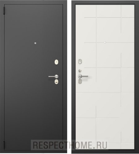 Входная дверь Гардиан ДС2 Чёрный муар, МДФ 6 мм Модуль Л 01 Плёнка белая