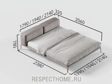 Кровать Cascate Porte Pezzo, спальное место 1600*2000мм
