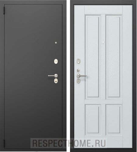 Входная дверь Гардиан ДС2 Чёрный муар, МДФ 16 мм Эстет Л 06.50 Плёнка белая