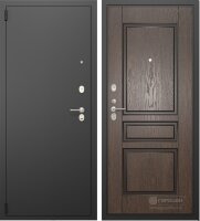 Входная дверь Гардиан ДС2 Чёрный муар, шпонированная МДФ 16 мм Эстет ДШ 03.18 венге