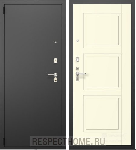 Входная дверь Гардиан ДС10 Чёрный муар, МДФ 6 мм Прайм Л 05.50 Плёнка белая