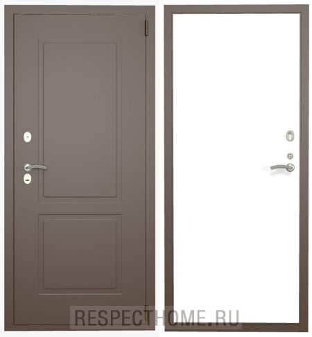 Входная дверь Гардиан ДС10 Коричневый муар давление по металлу 181, ФЛН белая