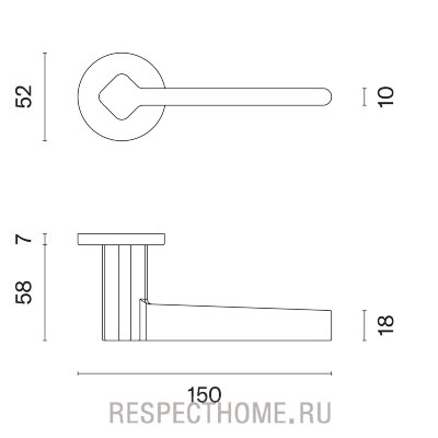 Дверная ручка Aprile Ninfea R PREMIUM COLLECTION хром полированный, хром матовый