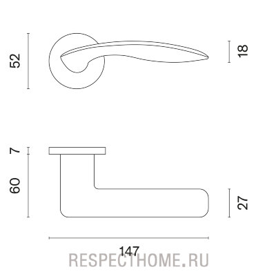 Дверная ручка Aprile Robinia R PREMIUM COLLECTION золото, золото матовое