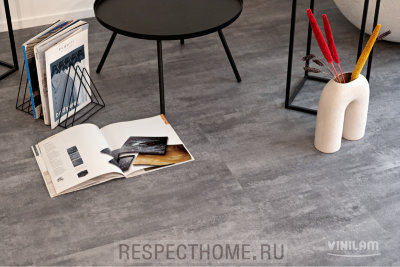Замковая кварц-виниловая плитка VINILAM Цемент Серый 6х470х940 (2,209м2)
