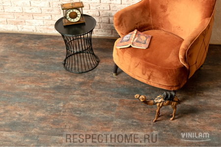 Клеевая кварц-виниловая плитка VINILAM Керамическая сталь 2,5х475х950 (4,513м2)