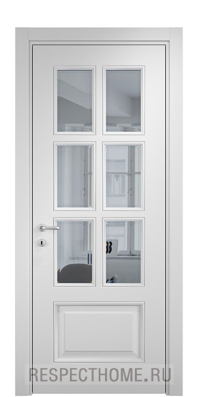 Межкомнатная дверь Dorian Chelsea 45 эмаль белая, стекло белое матовое