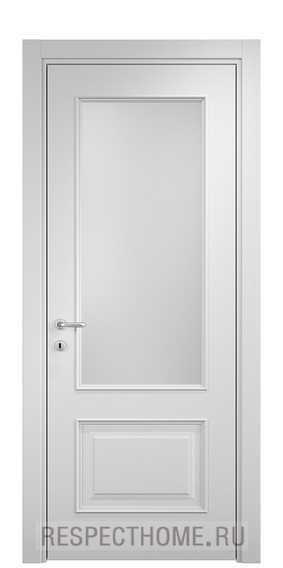 Межкомнатная дверь Dorian Belvedere 25 эмаль белая, стекло белое матовое