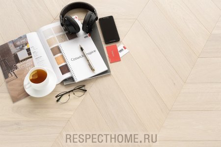 Паркет Французская ёлка 45 Coswick дуб Белый иней 19,05х127х500 Селект энд Бэттер, Шёлковое масло