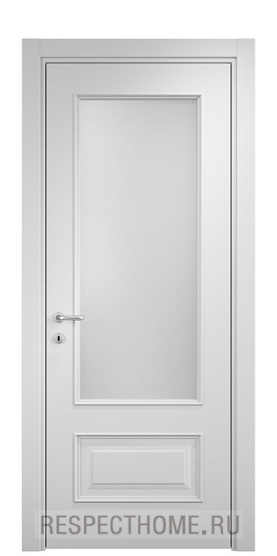 Межкомнатная дверь Dorian Belvedere 34 эмаль белая, стекло белое матовое