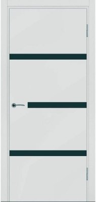 Межкомнатная дверь Potential doors Enamel Flat эмаль светло-серая 73 стекло чёрное