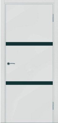 Межкомнатная дверь Potential doors Enamel Flat эмаль светло-серая 72 стекло чёрное