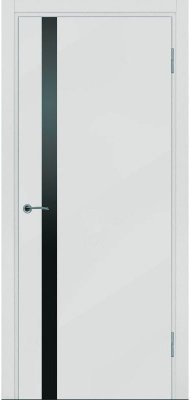 Межкомнатная дверь Potential doors Enamel Flat эмаль светло-серая 53 стекло чёрное
