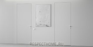Распашная дверь "SECRET(45)", грунт под покраску, Белый Муар 9003 левая