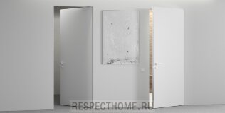 Распашная дверь "SECRET(65)", revers, грунт под покраску, Белый Муар 9003 правая
